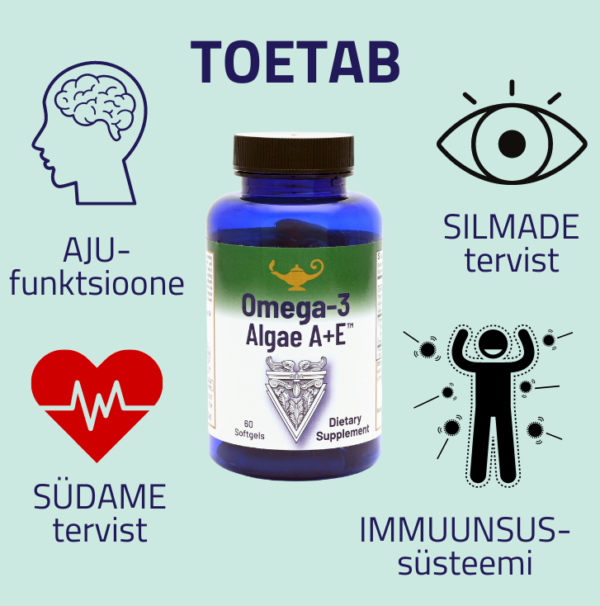 Omega 3 Algae A+E®, 60 pehmekapslit (vegan vetikaõli) - Image 2